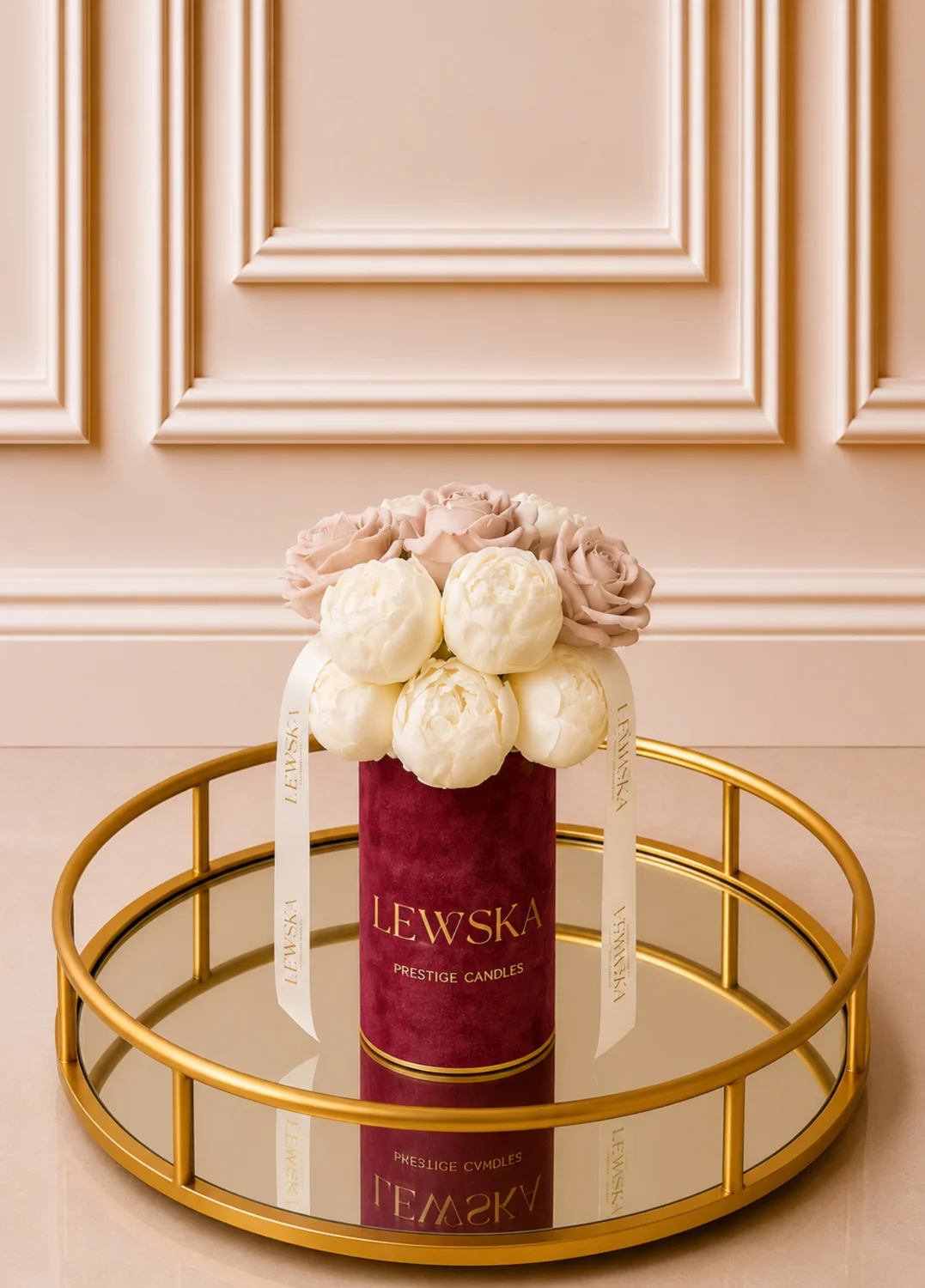 Flowerbox S mini pąki i 3 róże beżowe. Kolor pudełka do wyboru