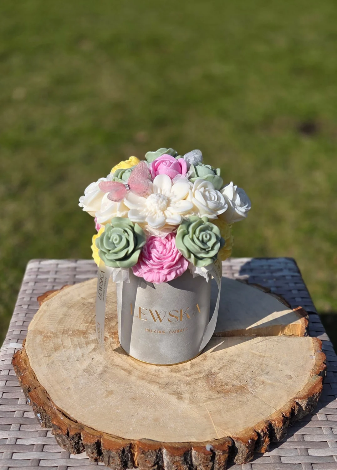 Flowerbox  sojowy M szary -Kolorowa Wiosna 