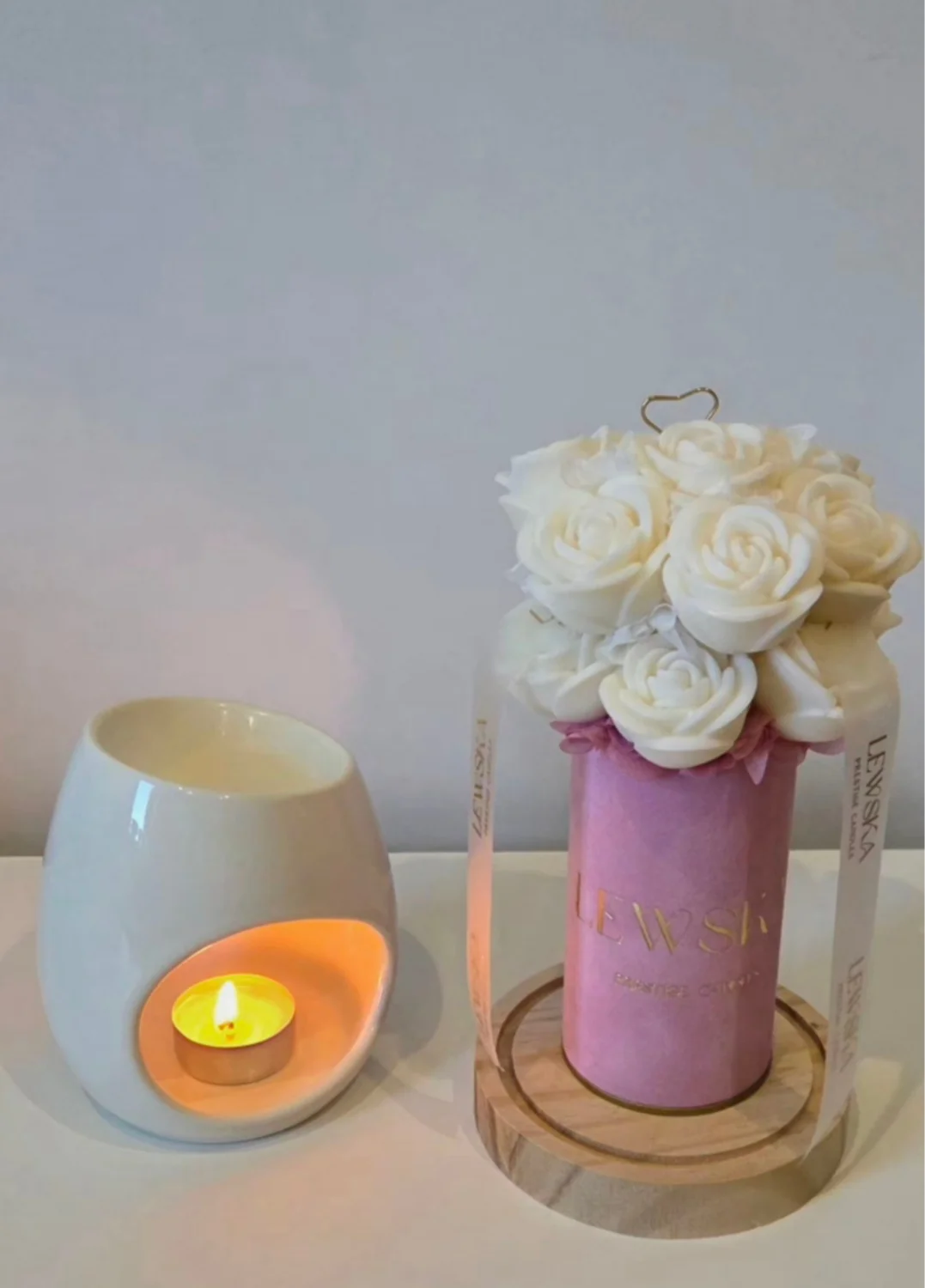 Flowerbox sojowy  S pudrowy róż Wiosenny Bukiet