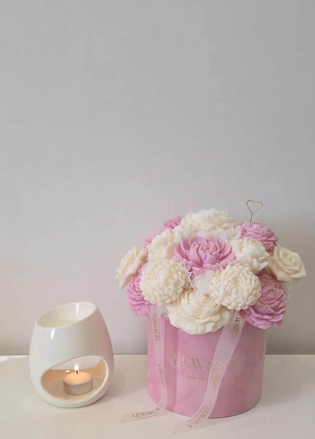 Flowerbox L pudrowy róż- mix biało- rożowy Wiosenny Bukiet 