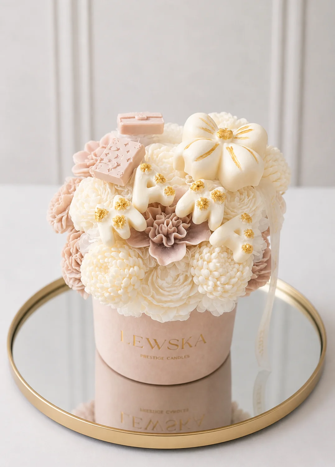 Flowerbox L Dzień Mamy/ Urodziny beż