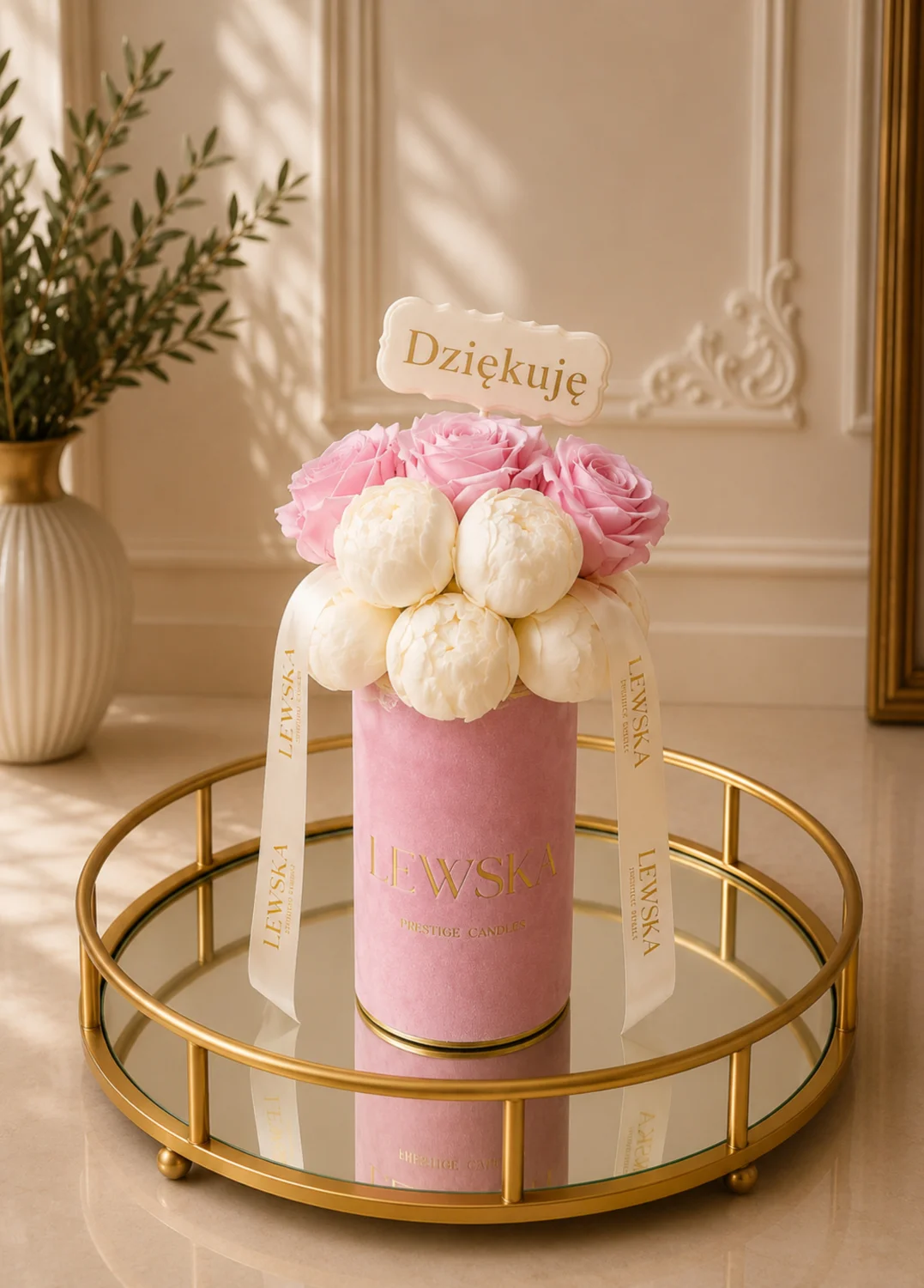 Flowerbox S różowy  Dziękuję