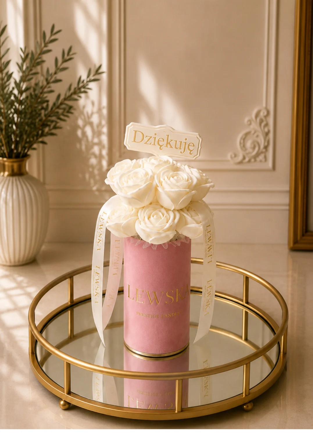 Flowerbox S różowy  Dziękuję 