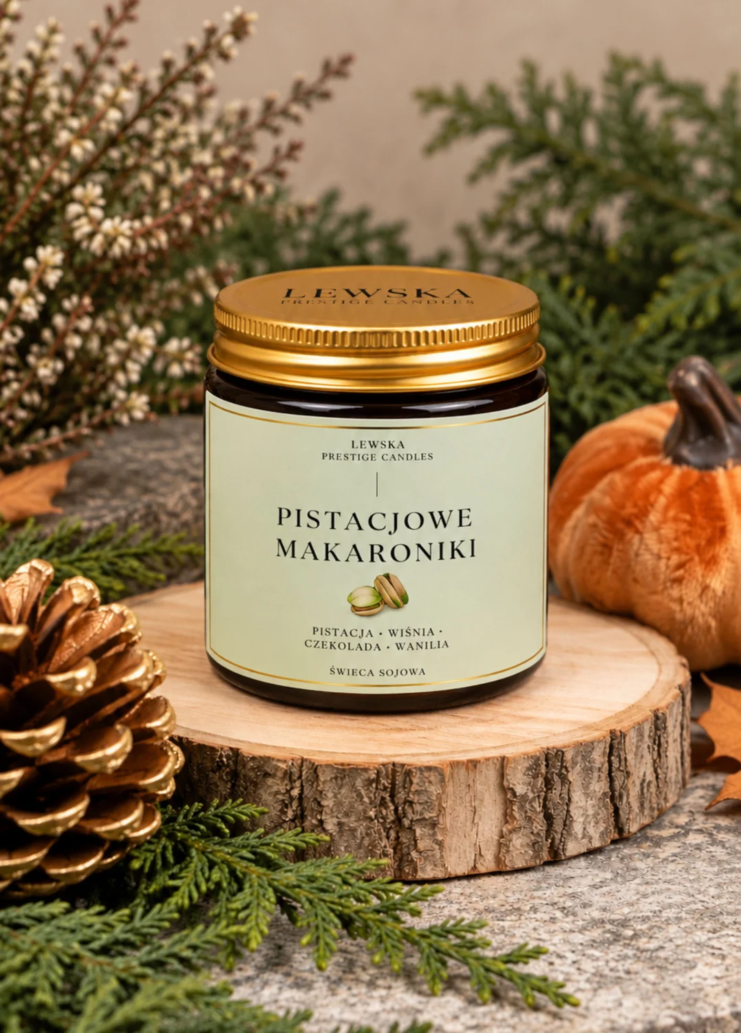 Świeca sojowa w szkle Pistacjowe Makaroniki 95gr